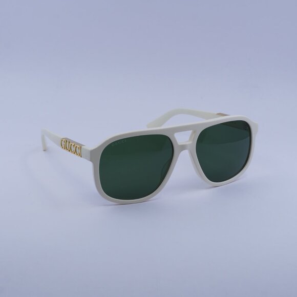 Gucci GG1188S 005 Sunglasses Ivory Aviator Frame, Green Lenses main image 7
